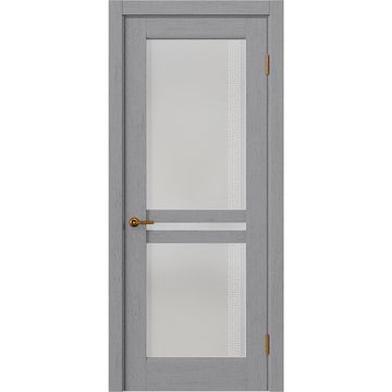 Межкомнатная дверь массив дуба селект Alvero Афина серый жемчуг остеклённая