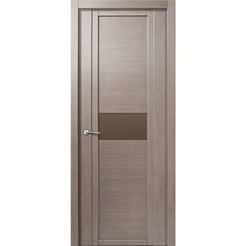 Межкомнатная дверь шпонированная Milyana QDO H дуб грейвуд стекло евробронза