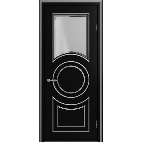 Межкомнатная дверь массив бука Viporte Лацио Амбиенте нуар патина серебро остекление 1