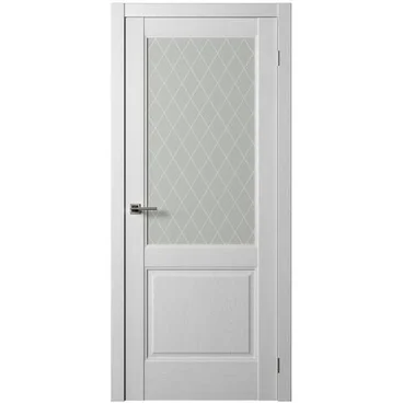 Межкомнатная дверь экошпон Нова 4 ясень белый остеклённая