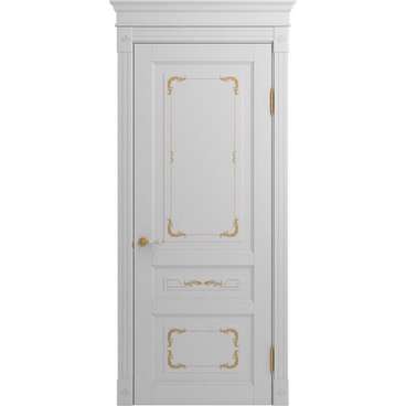 Межкомнатная дверь массив бука Viporte Бергамо Арт аворио патина золото глухая