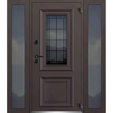 Входная двустворчатая дверь Исландия Термо AG 6004 RAL 8019 шоколад RAL 9016 белый тип 3