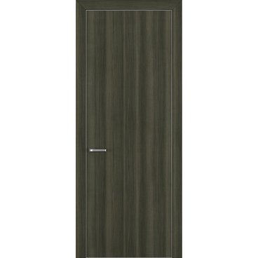 Межкомнатная дверь Квалитет К7 дуб тёмный с алюминиевой кромкой