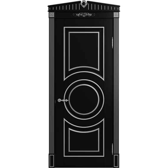 Межкомнатная дверь массив бука Viporte Лацио Амбиенте нуар патина серебро глухая