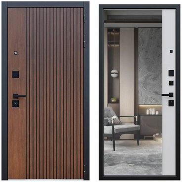 Входная дверь Velvet дуб кантри темный с зеркалом внутри