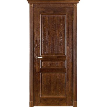 Межкомнатная дверь массив дуба Виктория античный орех глухая