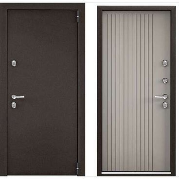 Входная дверь Snegir PRO MP букле коричневый ПВХ крема S60-L1