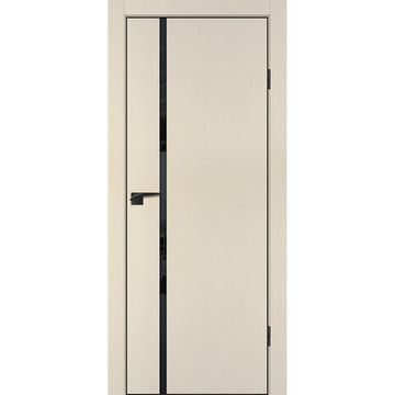 Межкомнатная бежевая дверь ПЭТ P-22 кромка ABS черная со стеклом