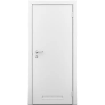 Влагостойкая дверь белая с вентиляционной решёткой