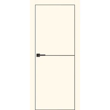 Межкомнатная дверь экошпон Profilo Porte PX-19 магнолия с чёрной алюминиевой кромкой с 4-х сторон