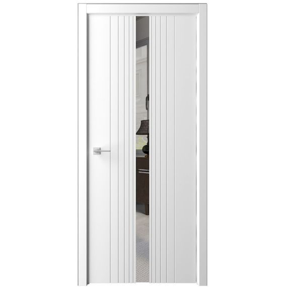 Фото межкомнатная дверь эмаль Albero Геометрия 8 белая стекло зеркало