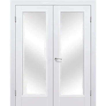 Двустворчатая распашная дверь Кобальт 42 магнолия остеклённая