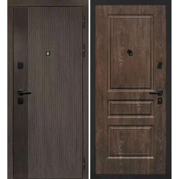 Входная дверь Вертикаль дымчатый камень дуб морёный панель фрезерованная