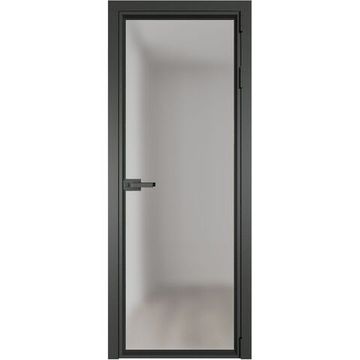 Алюминиевая межкомнатная дверь 1AV серая ночь остеклённая