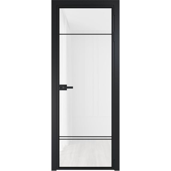 Алюминиевая межкомнатная дверь 4AX чёрная матовая RAL 9005 остеклённая