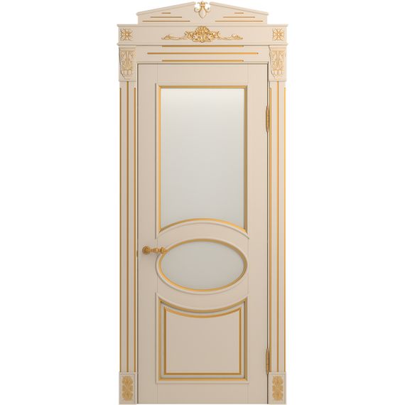 Межкомнатная дверь массив бука Viporte Лацио ваниль патина золото остеклённая