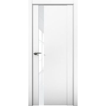 Межкомнатная дверь экошпон Кобальт 7 аляска стекло белый лакобель