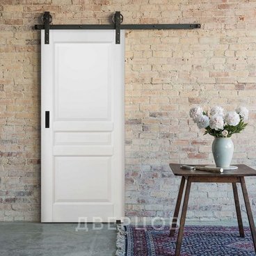 Амбарная дверь купе Лофт Валенсия белая эмаль