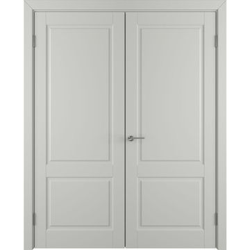 Двухстворчатая распашная дверь Патриция светло-серая эмаль глухая