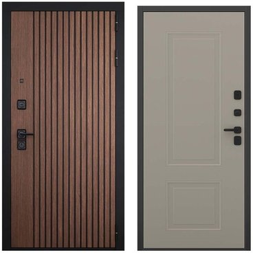 Входная дверь Шторм американский орех чёрный кварц панель кобальт