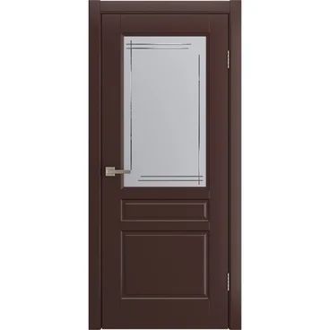 Межкомнатная дверь Бриз коричневая эмаль RAL 8016 со стеклом