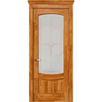 Межкомнатная дверь массив дуба Alvero Алина дуб натуральный патина остеклённая