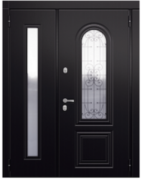 Входная двустворчатая дверь Snegir HOME PP ЛКП Чёрный SNG-2 ЛКП Чёрный SNG-2