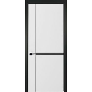 Межкомнатная белая дверь Графика 2 с чёрным наличником