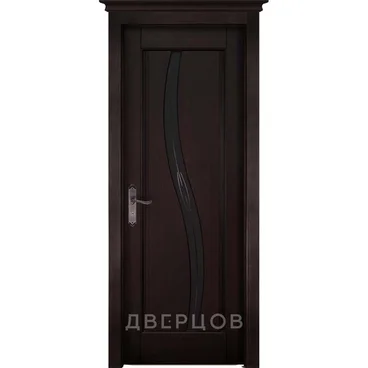 Межкомнатная дверь массив ольхи ОКА Соло венге остеклённая