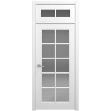Межкомнатная дверь с верхней фрамугой Классика 5 белая со стеклом