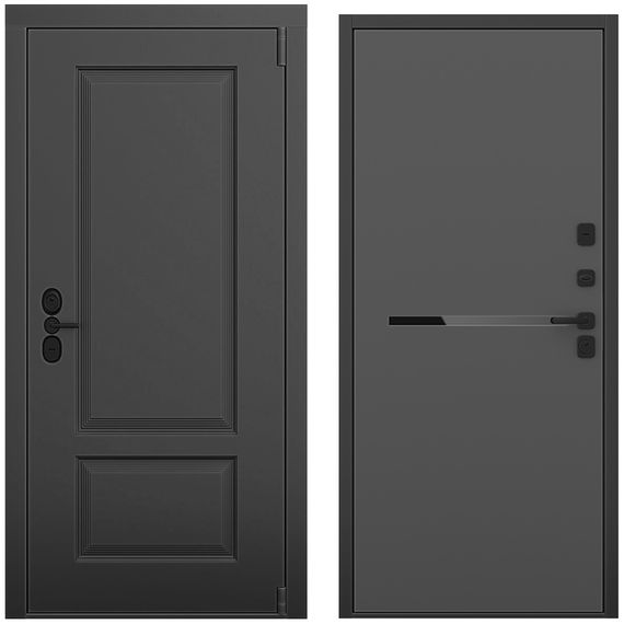 Входная дверь Шэбби чёрный силк панель горизонт антрацит