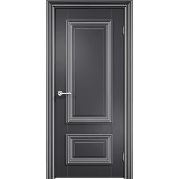Межкомнатная дверь эмаль Дверцов Беневенто 2 RAL 9004 патина серебро глухая