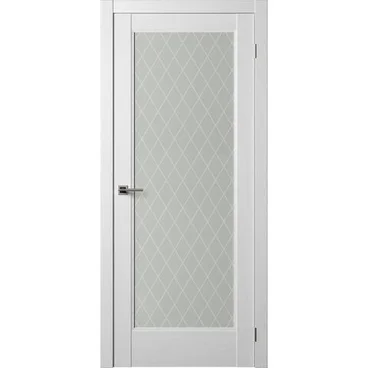 Межкомнатная дверь экошпон Нова 2 ясень белый остеклённая