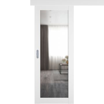 Одностворчатая дверь купе 501.2 белый снежный с зеркалом с одной стороны