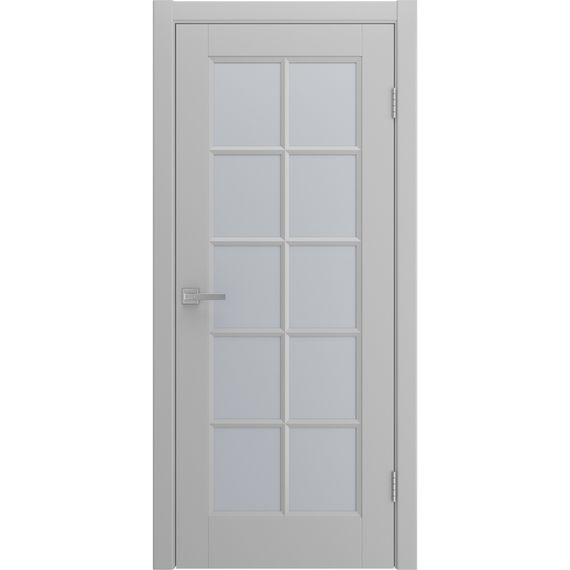 Фото двери Аморе светло-серая эмаль со стеклом
