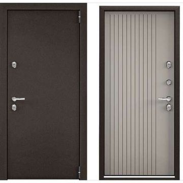 Входная дверь Snegir PRO MP букле коричневый ПВХ крема S60-L1