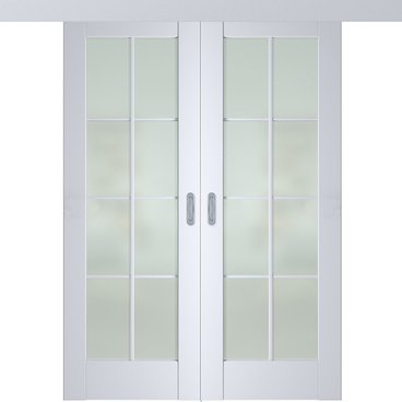 Раздвижная двустворчатая дверь Кобальт 22 аляска остеклённая