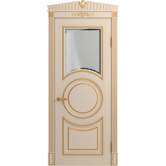 Межкомнатная дверь массив бука Viporte Лацио Амбиенте ваниль патина золото остекление 1