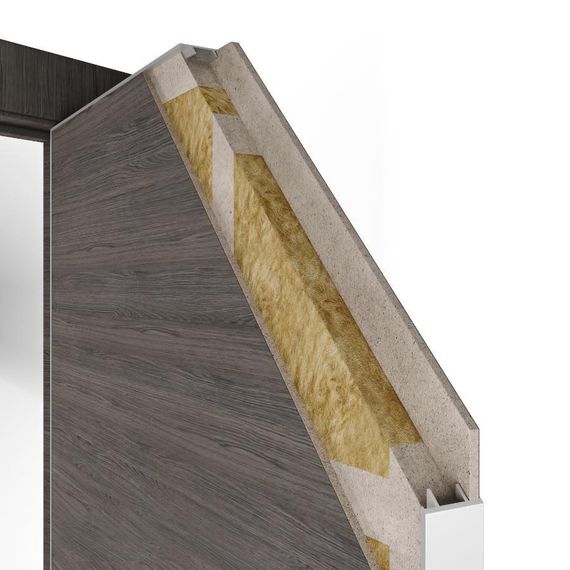 Звукоизоляционная дверь DG-600 ПВХ орех седой светлый 42 дб AL кромка авто порог