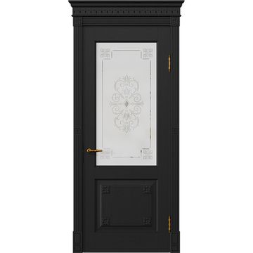 Межкомнатная дверь массив дуба Viporte Флоренция Декор арабика остеклённая