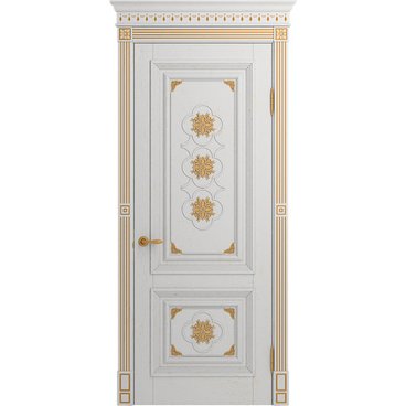 Межкомнатная дверь массив дуба Viporte Монако аворио патина золото глухая