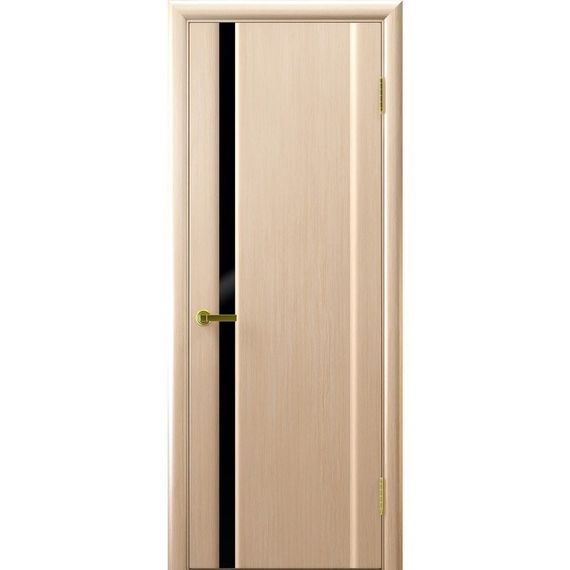 Фото ульяновской двери Синай 1 в цвете белёный дуб стекло чёрный триплекс