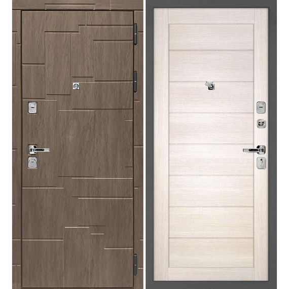 Входная дверь Домино дымчатая луна панель сборная сандал бежевый