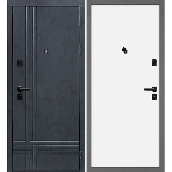 Входная дверь Осло бетон антрацит панель гладкая белая