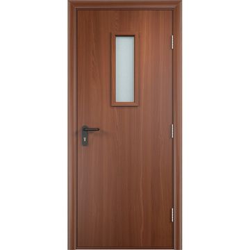 Дверь противопожарная деревянная ПВХ EI60 итальянский орех со стеклом
