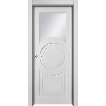 Межкомнатная дверь эмаль Ofram Метро белая остеклённая