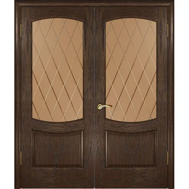 Межкомнатная дверь шпон Luxor Лаура 2 дуб морёный распашная двустворчатая со стеклом