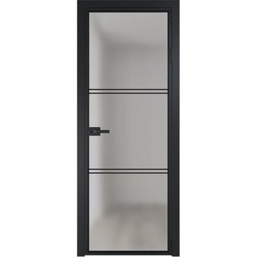 Алюминиевая межкомнатная дверь 3AX чёрная матовая RAL 9005 остеклённая