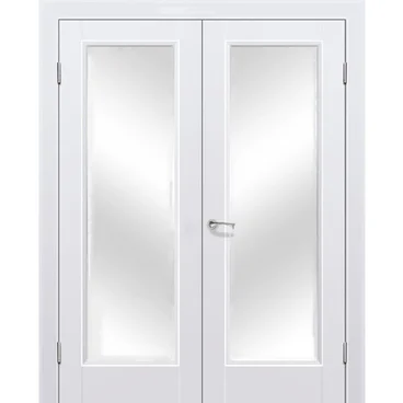 Двустворчатая распашная дверь Кобальт 42 аляска остеклённая