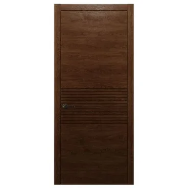 Межкомнатная дверь массив дуба Alvero Флэт-II табачный глухая